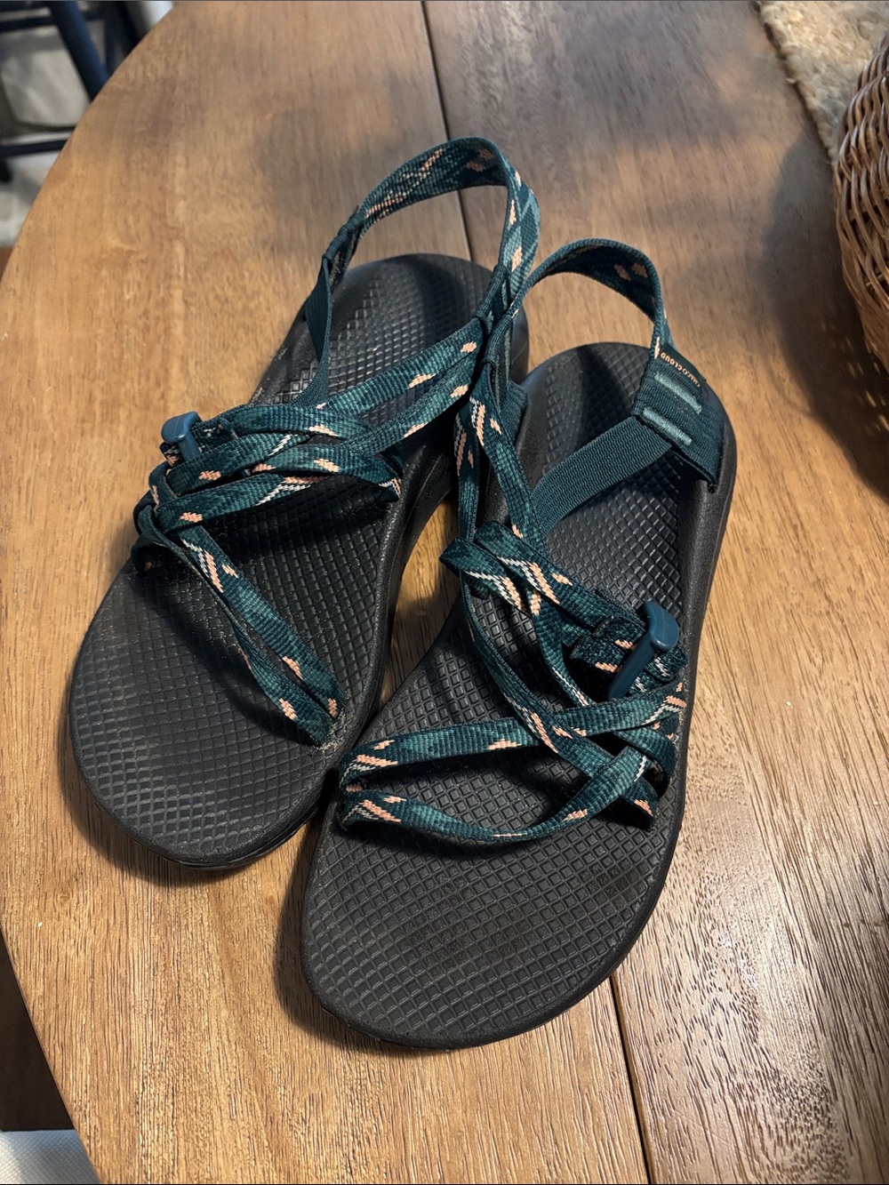 Chaco Cloud Women's Dark Teal Strappy Sandals with Tan Accents